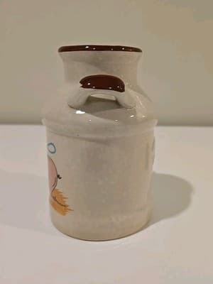 Ceramic Pink Pig Blue Clouds Milk Container Jug Small Utensil Holder Farm - Thumbnail 2