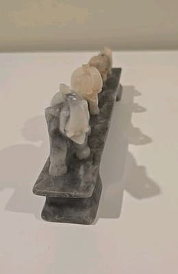VTG Chinese Soapstone Elephant Family Figurine The People's Republic of China 9" - Thumbnail 5
