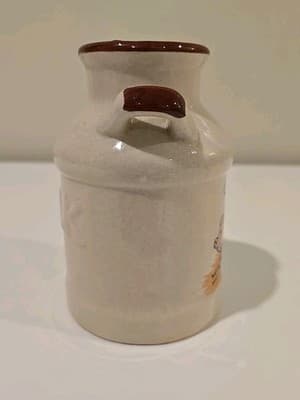 Ceramic Pink Pig Blue Clouds Milk Container Jug Small Utensil Holder Farm - Thumbnail 4