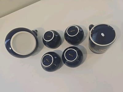 Japanese Arita ware Sake Tea Pot Cup 6 Set Pottery Porcelain Japan - Thumbnail 3