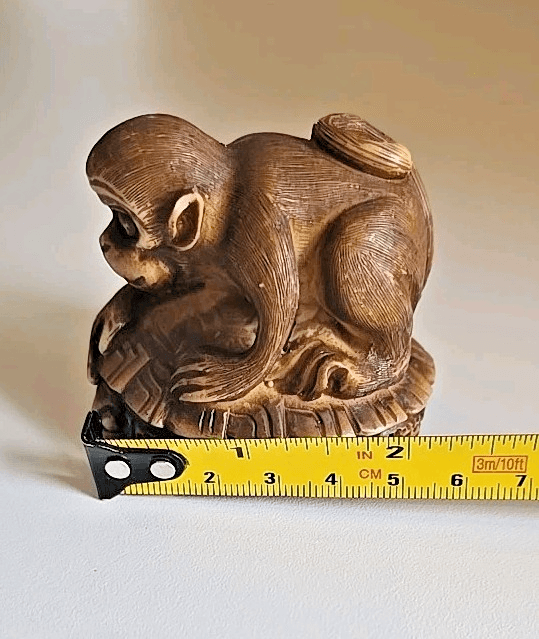 Netsuke Monkey Antique Japanese Boxwood Vintage Ojime Edo Japan - Thumbnail 12