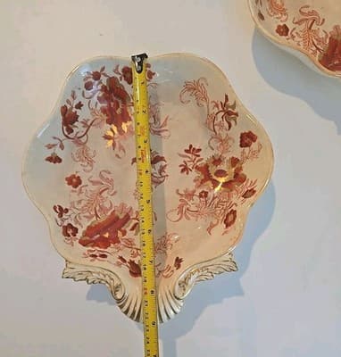 Derby Porcelain Nut Dishes c. 1810-1840 Red & Gold Flowers Set of 2 - Thumbnail 9