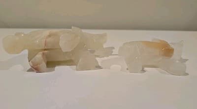 Lot of two Elephants Figures Figurines Stone Vintage Mom And Baby - Thumbnail 10
