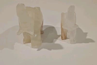 Lot of two Elephants Figures Figurines Stone Vintage Mom And Baby - Thumbnail 6
