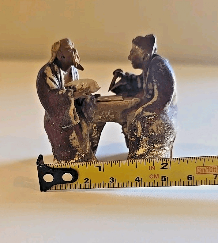Antique Vintage Two Asian Chinese Mudmen Figurine - Thumbnail 12