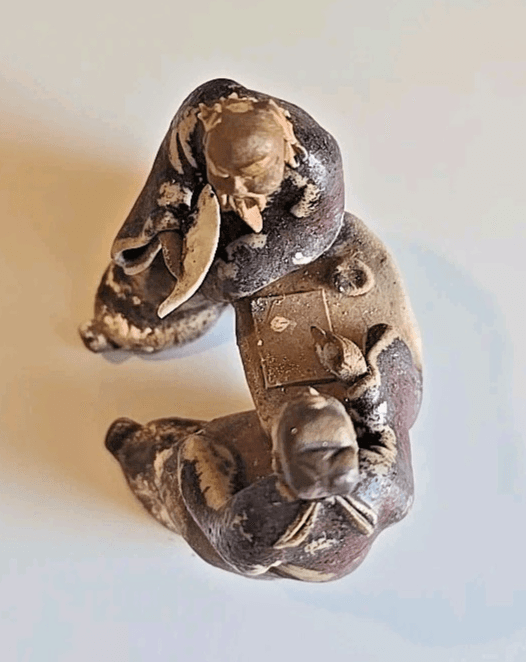 Antique Vintage Two Asian Chinese Mudmen Figurine - Thumbnail 8