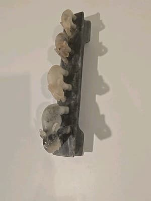 VTG Chinese Soapstone Elephant Family Figurine The People's Republic of China 9" - Thumbnail 9