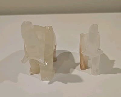 Lot of two Elephants Figures Figurines Stone Vintage Mom And Baby - Thumbnail 7