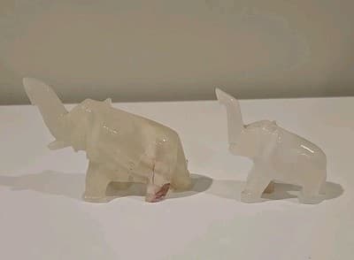 Lot of two Elephants Figures Figurines Stone Vintage Mom And Baby - Thumbnail 5