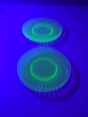 VTG Clear Federal Green Glass Thumbprint Vaseline Uranium Glass Lunch Plate 8" - Thumbnail 7