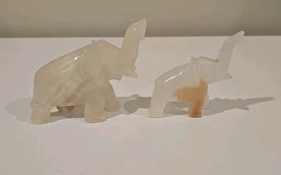 Lot of two Elephants Figures Figurines Stone Vintage Mom And Baby - Thumbnail 8