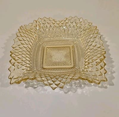 Vintage Yellow Gold Depression Glass Ruffled Indiana Small Candy Dish - Thumbnail 2