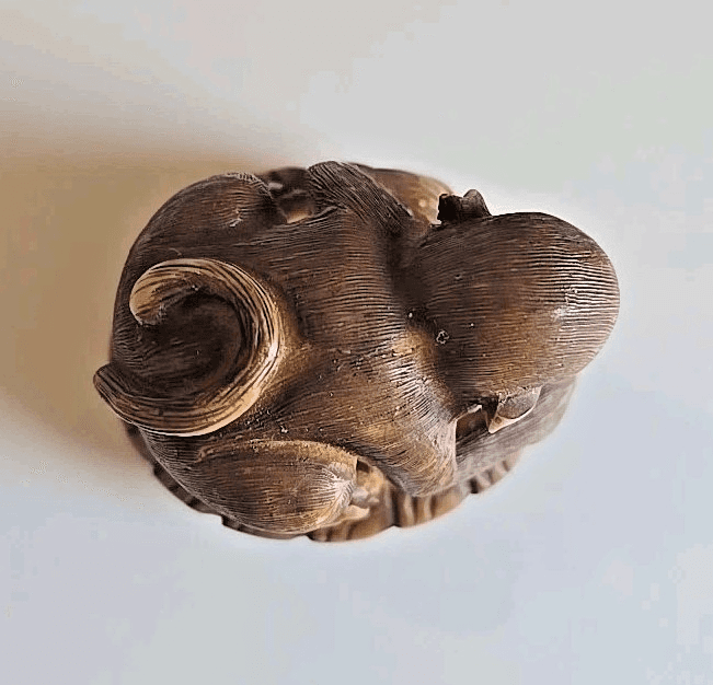 Netsuke Monkey Antique Japanese Boxwood Vintage Ojime Edo Japan - Thumbnail 8