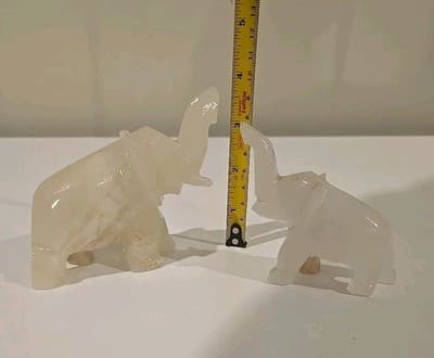 Lot of two Elephants Figures Figurines Stone Vintage Mom And Baby - Thumbnail 3