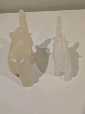 Lot of two Elephants Figures Figurines Stone Vintage Mom And Baby - Thumbnail 4