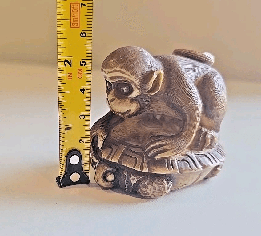 Netsuke Monkey Antique Japanese Boxwood Vintage Ojime Edo Japan - Thumbnail 11