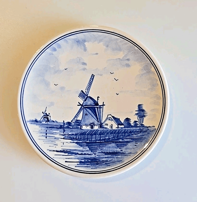 DP Delft Holland Plate Belgium Windmill and Sailboat