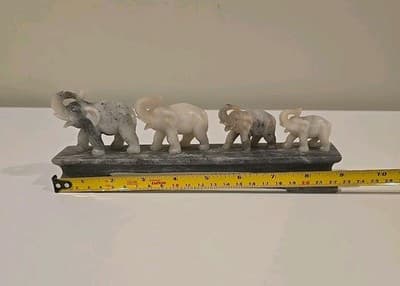 VTG Chinese Soapstone Elephant Family Figurine The People's Republic of China 9" - Thumbnail 2