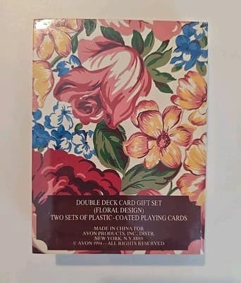 Vintage 1994 Avon Double Deck Card Gift Set - Floral Design NIB Sealed