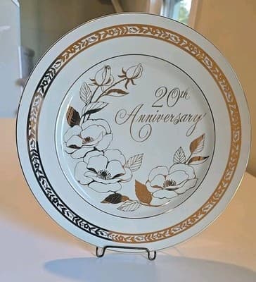 Vintage Gold & White 25th Anniversary Plate Georgian Fine China Jorge-GOOD Japan
