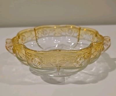 Vintage 1950-60 Carnival Glass Aztec (Rose) Nut Or Candy Bowl Amberina