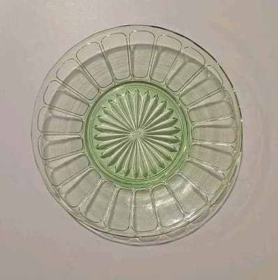 Vintage Green Depression Glass 6.5" Plate Hazel Atlas Ribbon Pattern
