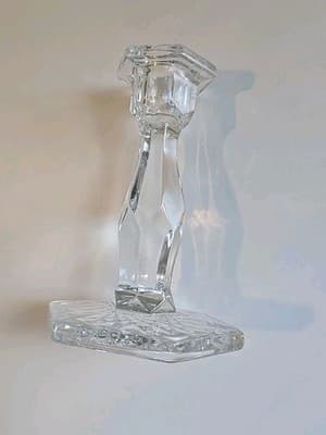 5 1/2" CRYSTAL CANDLE HOLDER FACETED STEM HEXAGON BASE/TOP-DIAMOND SHAPED - Thumbnail 2