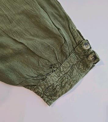 Rhea NWT Olive Green Harem Pants Boho Festive Jogger Button Cuff One Size - Thumbnail 5