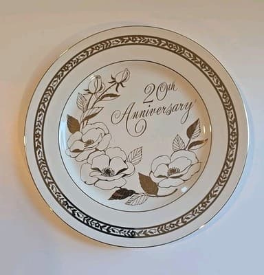 Vintage Gold & White 25th Anniversary Plate Georgian Fine China Jorge-GOOD Japan - Thumbnail 3
