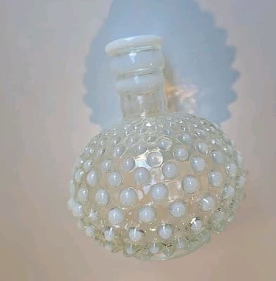 VTG Fenton Opalescent Moonstone Hobnail Bud Vase Perfume Bottle Decanter - Thumbnail 4