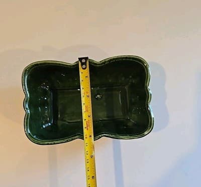 Vintage UPCO Ceramic Pottery Rectangle Planter Green 116 8 USA - Thumbnail 3