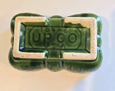 Vintage UPCO Ceramic Pottery Rectangle Planter Green 116 8 USA - Thumbnail 8