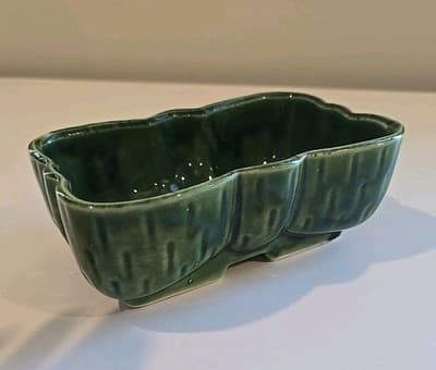 Vintage UPCO Ceramic Pottery Rectangle Planter Green 116 8 USA - Thumbnail 6