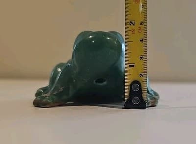 Vintage Antique Flower Frog Green & Brown Art Pottery Decor Patina - Thumbnail 8