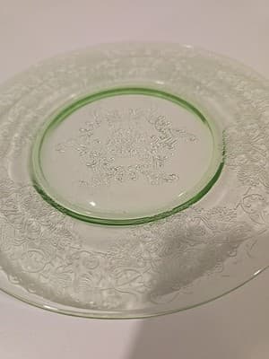 Hazel Atlas Florentine No 2 Green Depression Glass Small Bread Plate - Thumbnail 3