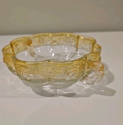 Vintage 1950-60 Carnival Glass Aztec (Rose) Nut Or Candy Bowl Amberina - Thumbnail 4