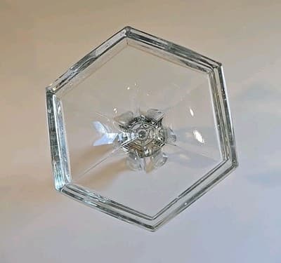 Vintage Clear Pressed Glass Candle Holder Hexagon Base 8-1/2 Inches - Thumbnail 4