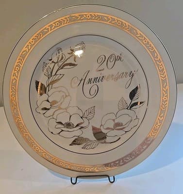 Vintage Gold & White 25th Anniversary Plate Georgian Fine China Jorge-GOOD Japan - Thumbnail 2