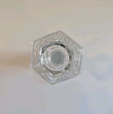 5 1/2" CRYSTAL CANDLE HOLDER FACETED STEM HEXAGON BASE/TOP-DIAMOND SHAPED - Thumbnail 5