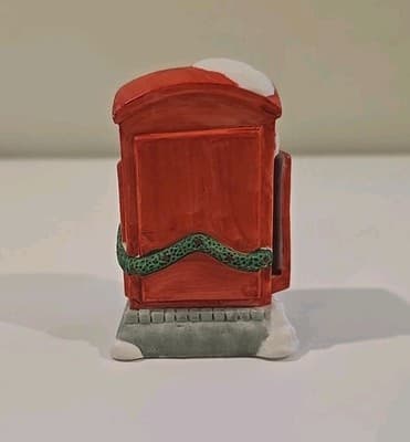 Vintage Christmas Village Red Telephone Booth Ceramic 3.75 Inch High - Thumbnail 5