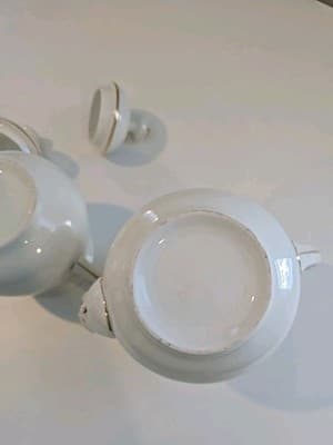 Antique Haviland Limoges Wedding Ring Pattern Tea/Coffee Pot & Sugar - Thumbnail 9
