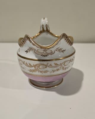 Antique 19th c. English Derby Porcelain Creamer Cream Jug Pitcher Pink Gold - Thumbnail 5