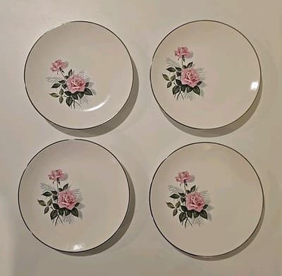 Vintage Set of 4 Taylor & Taylor Fine China "Summer Rose" Saucers