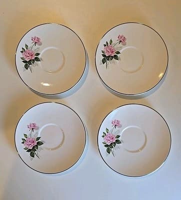 Vintage Set of 4 Taylor & Taylor Fine China "Summer Rose" Saucers