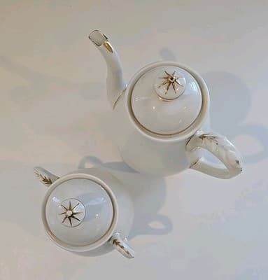 Antique Haviland Limoges Wedding Ring Pattern Tea/Coffee Pot & Sugar - Thumbnail 6