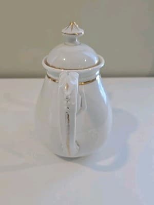 Antique Haviland Limoges Wedding Ring Pattern Tea/Coffee Pot & Sugar - Thumbnail 3
