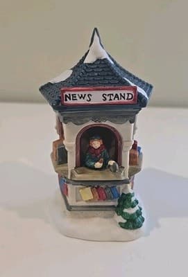 Vtg Share The Joy Village Accessories Collectables Porcelian News Stand - Thumbnail 3