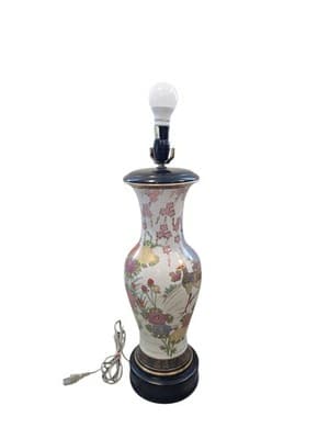 Fujita Kutani Rare Japanese Oriental Exquisite Vintage Peacock Floral Lamp - Thumbnail 10