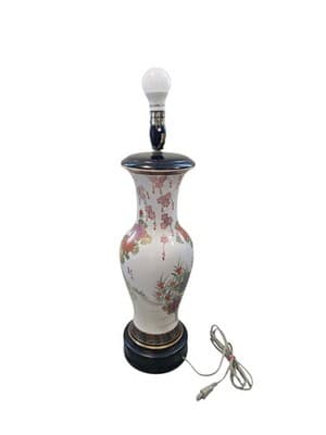 Fujita Kutani Rare Japanese Oriental Exquisite Vintage Peacock Floral Lamp - Thumbnail 6