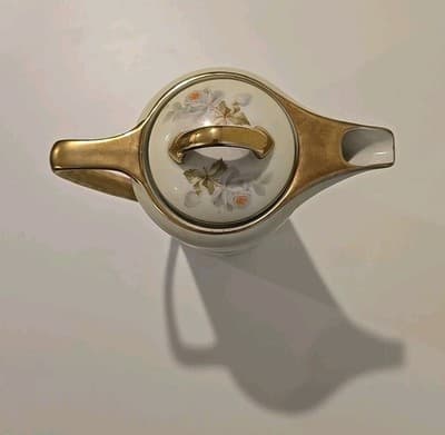 Antique Prussia Royal Rudolstadt White Rose Chocolate Pot - Thumbnail 6